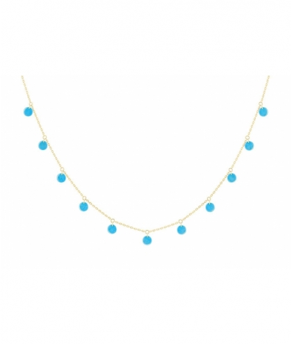Collier Polka 11 Turquoise Or Jaune