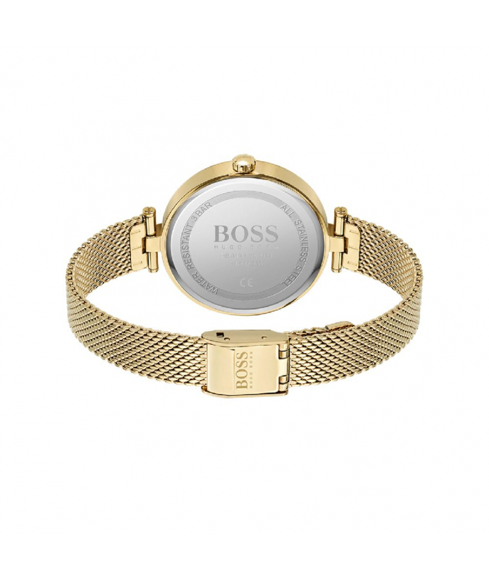 Boss montre femme Majesty cadran argent et bracelet doré