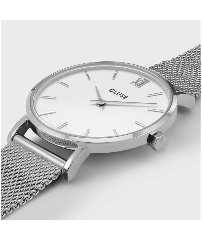 Cluse Montre Minuit Mesh White Silver Colour