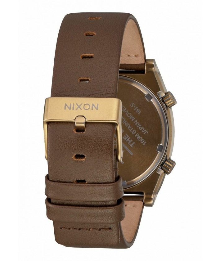 Nixon Brigade 40mm Black Dial Gold Brown Leather