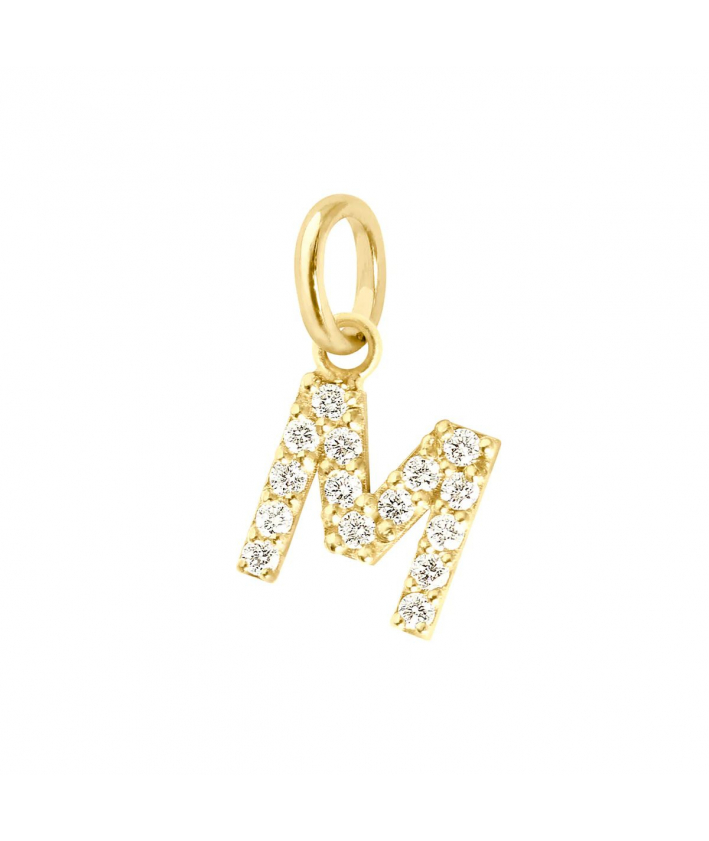 Gigi Clozeau Pendentif Lucky Letter M, or jaune, diamants