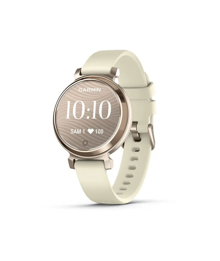 Garmin Lily 2 Cream Gold avec bracelet en silicone blanc coco