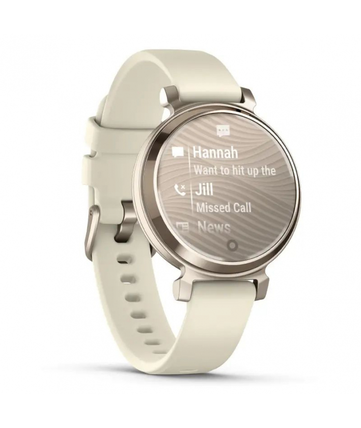 Garmin Lily 2 Cream Gold avec bracelet en silicone blanc coco