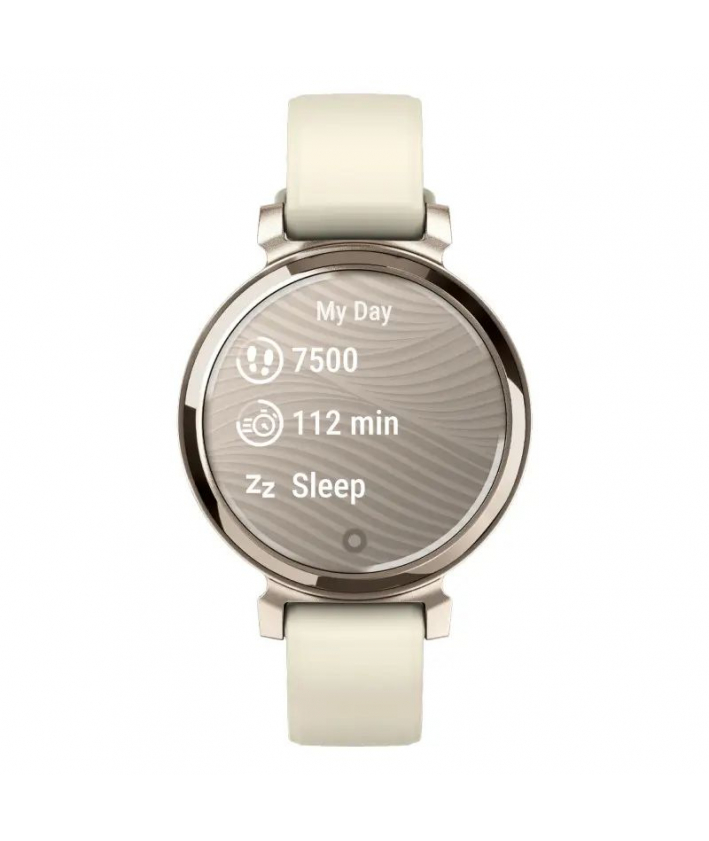 Garmin Lily 2 Cream Gold avec bracelet en silicone blanc coco