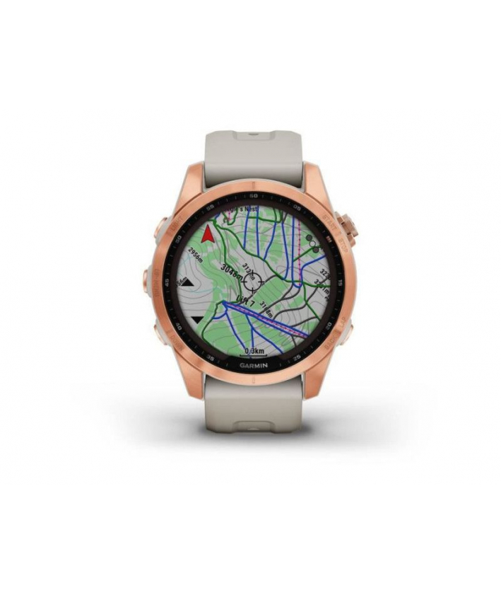 Garmin fenix® 7S – Solar Edition Rose Gold avec bracelet beige sable