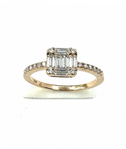 Collection Gem Bague Solitaire Diamant Or Rose