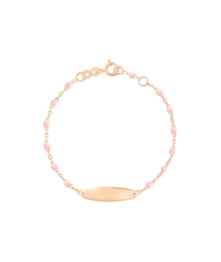 Gigi Clozeau - Bracelet rose bébé Little Gigi, plaque ovale, or rose, 15 cm