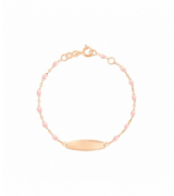 Gigi Clozeau - Bracelet rose bébé Little Gigi, plaque ovale, or rose, 15 cm