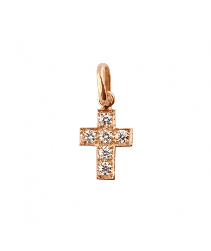 Gigi Clozeau -  Pendentif Croix diamants, or rose