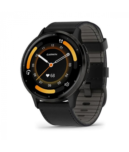 Garmin Venu 3 Gray Cuir Noir