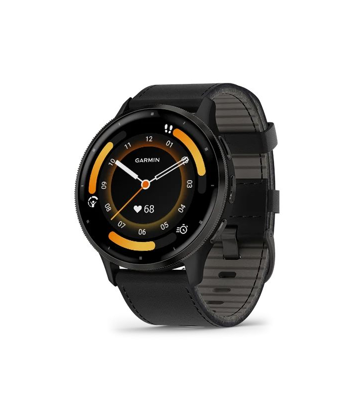 Garmin Venu 3 Gray Cuir Noir