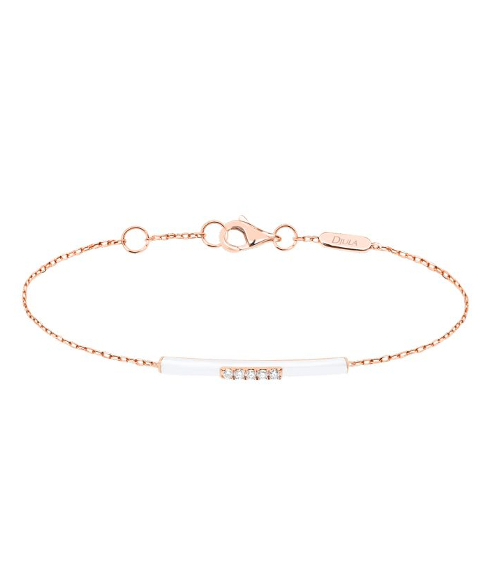 Dujla- Bracelet Email Blanc OR ROSE