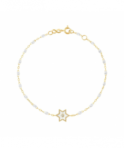 Bracelet Etoile Star résine blanche, diamant, Or jaune