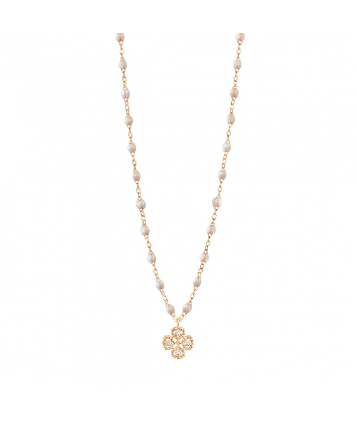 Gigi Clozeau Collier opale Lucky Trèfle, diamants, Or rose, 42 cm