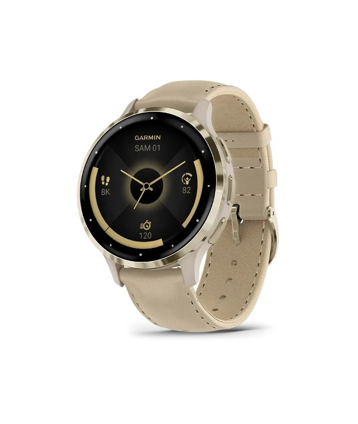 Garmin - Venu 3S  bracelet en cuir lin soft Gold