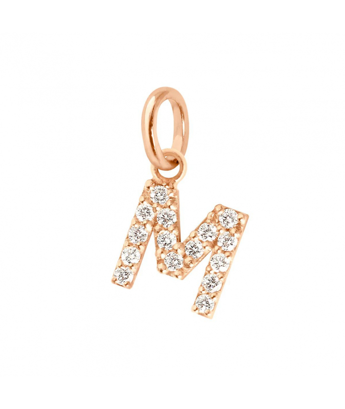 Gigi Clozeau - Pendentif Lucky Letter S, or rose, diamants